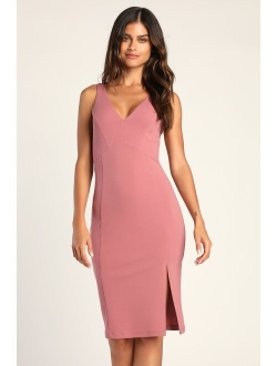 Iconic Moment Hot Pink Bodycon Midi Homecoming Dress