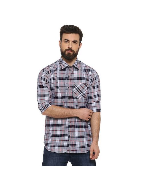 Campus Sutra Men Flat Collar Plaid Full Sleeve Shirt