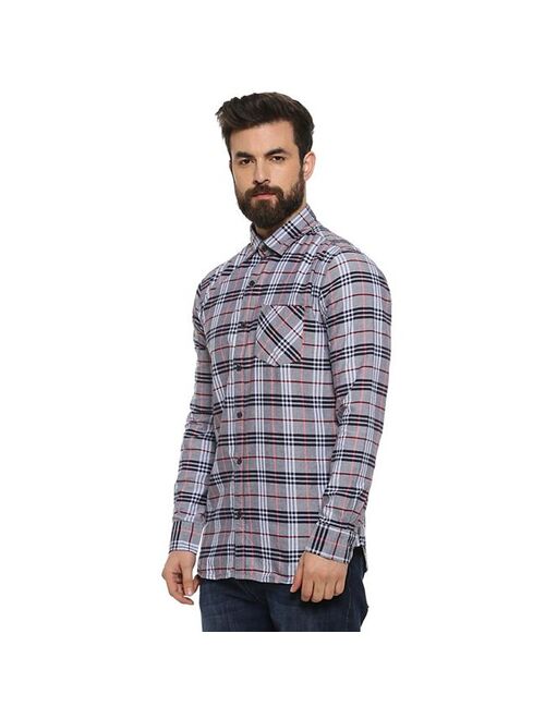 Campus Sutra Men Flat Collar Plaid Full Sleeve Shirt