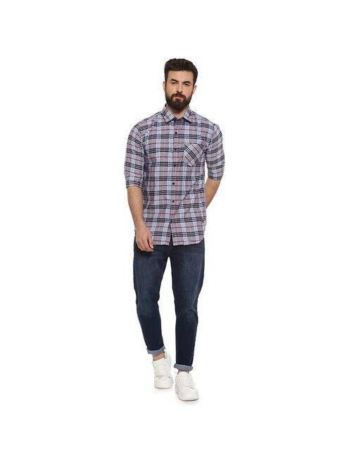 Campus Sutra Men Flat Collar Plaid Full Sleeve Shirt