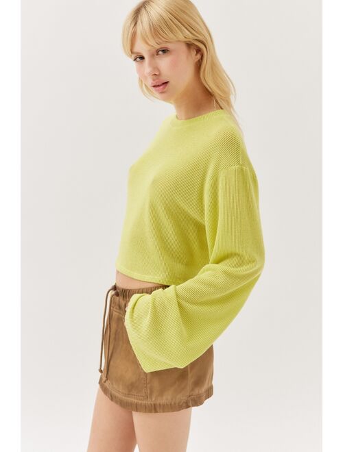 Urban Renewal Remnants Drippy Sleeve Ribbed Crew Neck Top