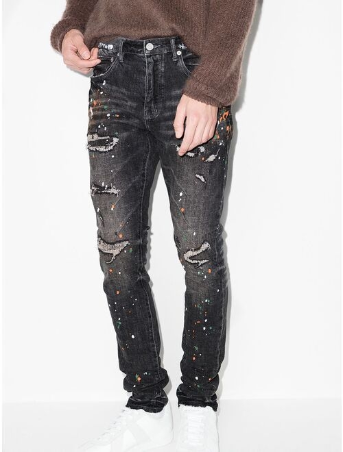 Purple Brand paint-splatter slim-fit jeans