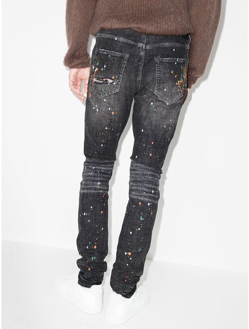 Purple Brand paint-splatter slim-fit jeans