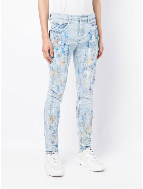 Purple Brand paint-splattered slim jeans