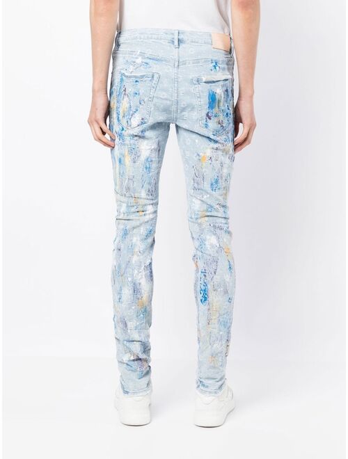 Purple Brand paint-splattered slim jeans