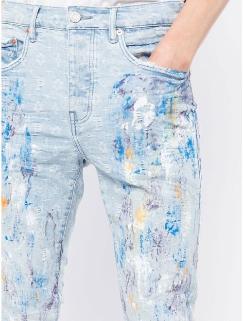 Purple Brand paint-splattered slim jeans