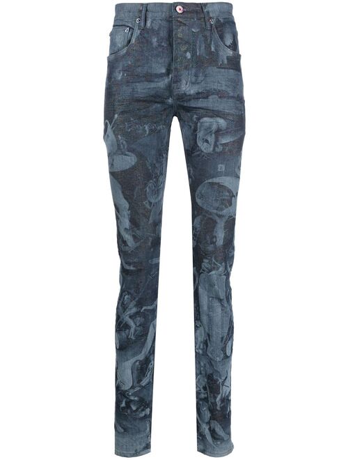 Purple Brand laser-print skinny jeans