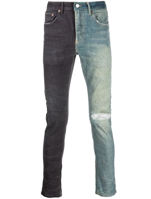 Purple Brand two-tone distressed jeans