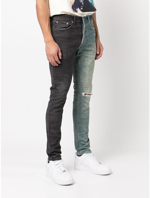 Purple Brand two-tone distressed jeans