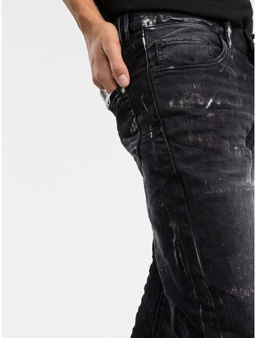 Purple Brand paint splatter-print skinny-cut jeans