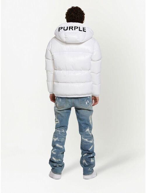 Purple Brand logo-print puffer jacket