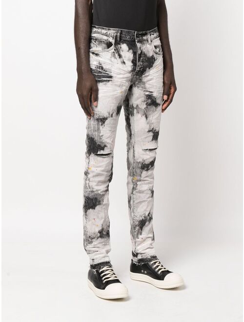 Purple Brand bleached tie-dye skinny jeans