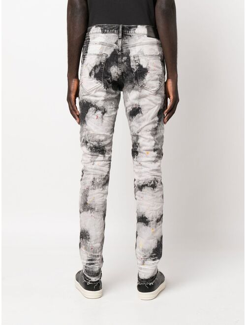 Purple Brand bleached tie-dye skinny jeans