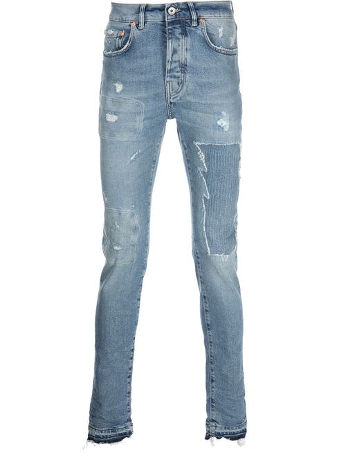 Purple Brand heavy repaired skinny jeans