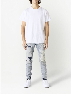 distressed slim-cut jeans