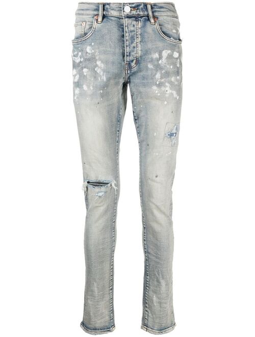 Purple Brand paint splatter-print distressed jeans