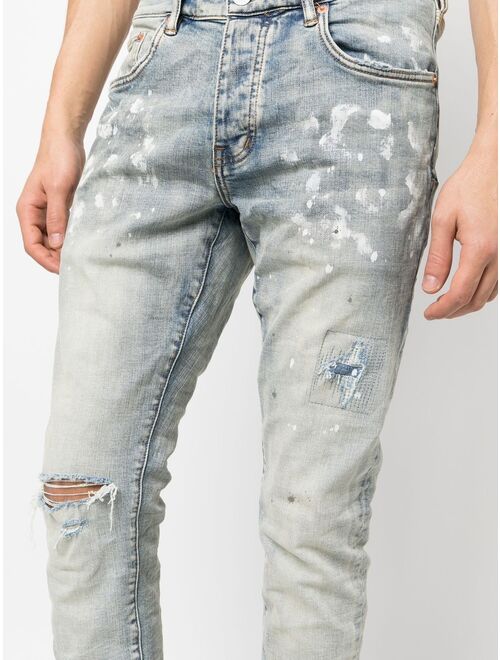 Purple Brand paint splatter-print distressed jeans