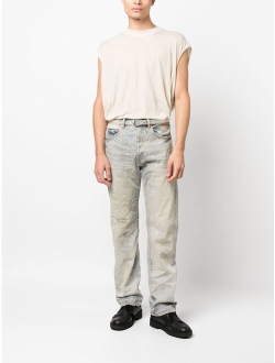 bleach-wash straight-leg jeans