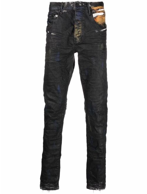 Purple Brand paint-splatter slim-fit jeans