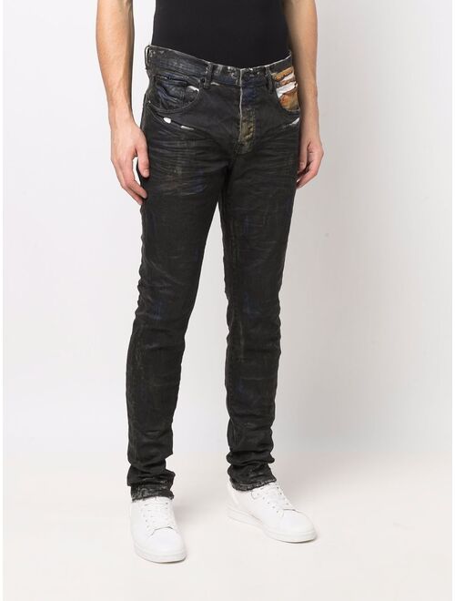 Purple Brand paint-splatter slim-fit jeans