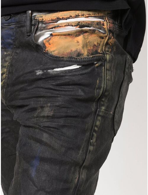 Purple Brand paint-splatter slim-fit jeans