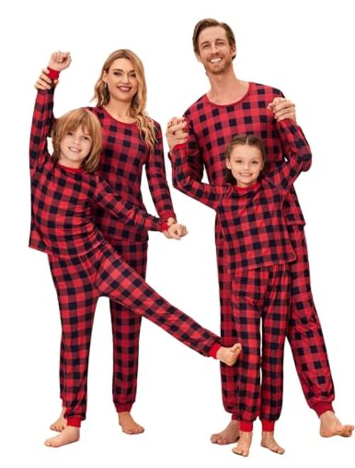 Ekouaer Pajama Set Couples Matching Pjs Plaid Sleepwear Long Sleeve Tops & Pants Loungewear