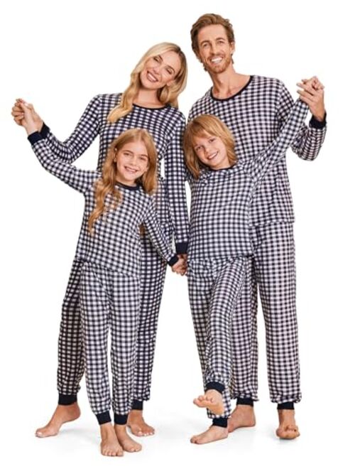 Ekouaer Pajama Set Couples Matching Pjs Plaid Sleepwear Long Sleeve Tops & Pants Loungewear