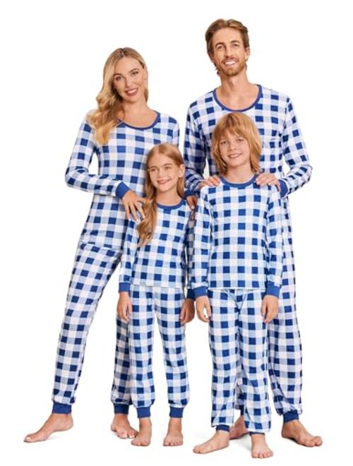 Ekouaer Pajama Set Couples Matching Pjs Plaid Sleepwear Long Sleeve Tops & Pants Loungewear