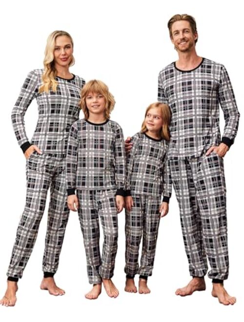 Ekouaer Pajama Set Couples Matching Pjs Plaid Sleepwear Long Sleeve Tops & Pants Loungewear