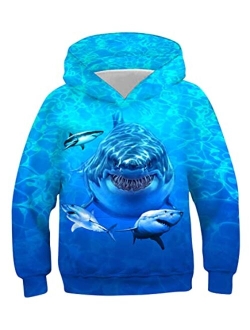 Ahegao 6-16 Years Boys Animal Graphics Hoodies Pullover for Kids Casual Sweatshirts for Boys with Pocket