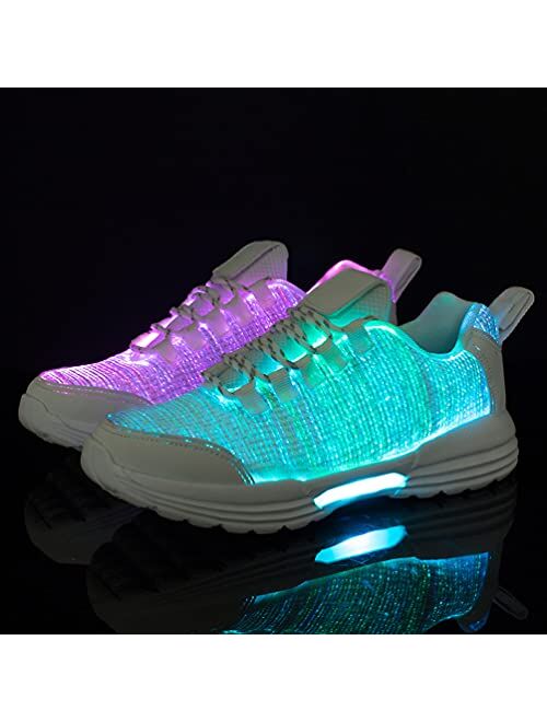 Hot Dingding Fiber Optic LED Shoes for Women Men Light Up Sneakers for Adult USB Charging Flashing Luminous Trainers Shoes