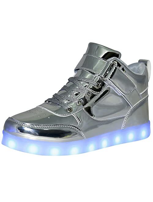 JEVRITE Unisex Light Up Shoes LED Shoes USB Charging High Top for Women Men Sneakers Couples Shoes