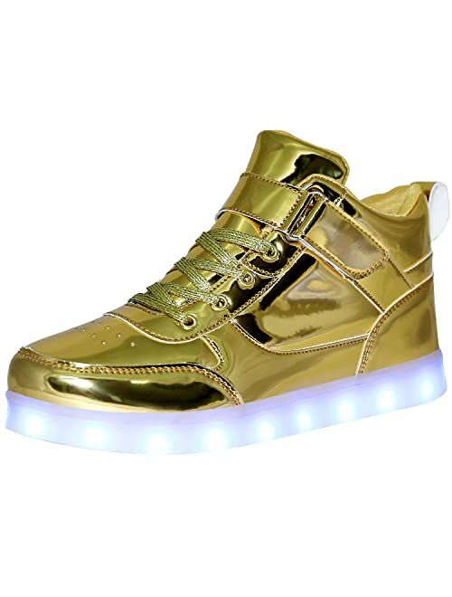 JEVRITE Unisex Light Up Shoes LED Shoes USB Charging High Top for Women Men Sneakers Couples Shoes