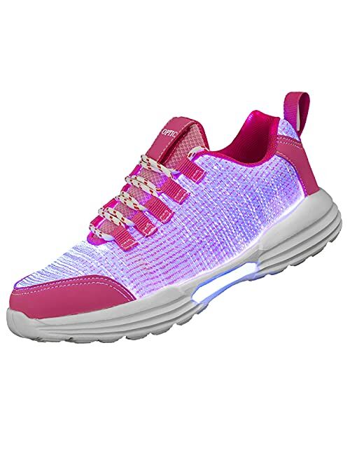 PYYIQI LED Fiber Optic Shoes Light Up Sneakers for Women Men Luminous Trainers Flashing Shoes for Festivals, Christmas, Halloween, New Year Party with USB Charging,