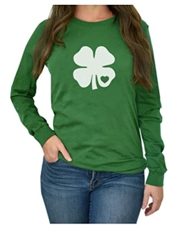 Tstars St Patricks Day Shirt Women Teen Girls Irish Shamrock Long Sleeve T-Shirt