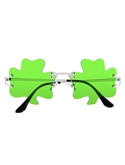 Wzerry St. Patricks Day Irish Shamrock Sunglasses Green Four Leaf Clover Leprechaun Costume Glasses Party Decorations