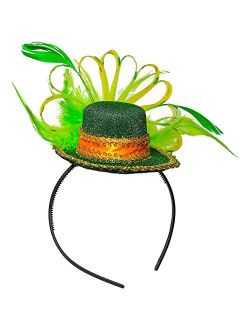 Skeleteen Green Top Hat Headband - St Patricks Day Irish Green Mini Hat Dress Up Hair Costume Accessories Head Band for Women and Children