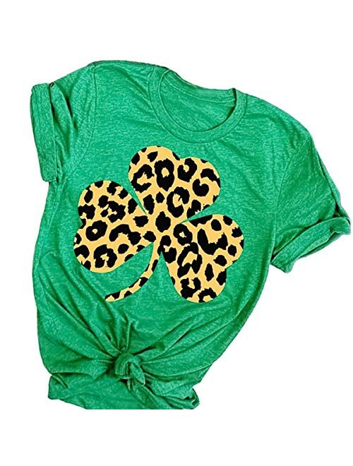 Beopjesk Womens St Patrick's Day Clover T-Shirt Blessed and Lucky Graphic Tees I'm One Lucky Mama Tops