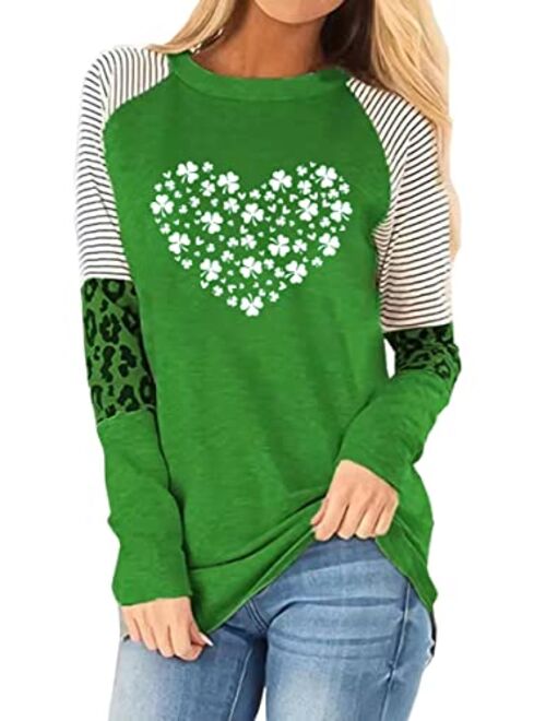 Beopjesk Womens St Patrick's Day Clover T-Shirt Blessed and Lucky Graphic Tees I'm One Lucky Mama Tops