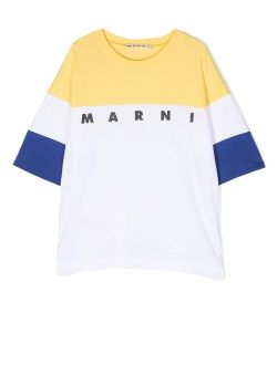 Kids logo-print panelled T-shirt