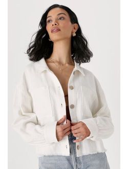 Lulus Seasonally Perfect Ivory Button-Up Cropped Utility Jacket