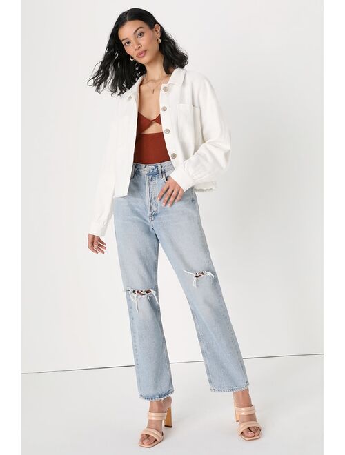 New Look Lulus Seasonally Perfect Ivory Button-Up Cropped Utility Jacket