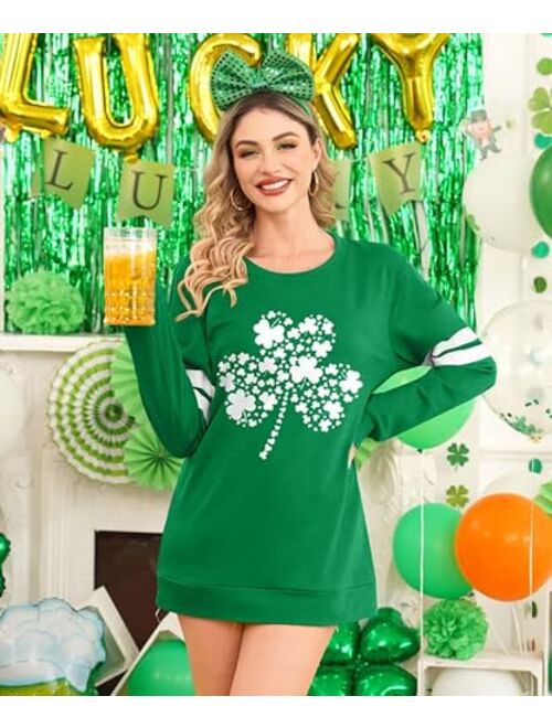 Spadehill St Patrick's Day Women Long Sleeve Green Sweatshirt