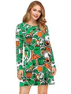 Spadehill St Patricks Day Womens Green Hat Beer Flared Dress