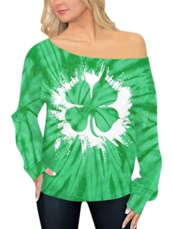 Spadehill St Patricks Day Shirt for Women Off Shoulder Sweatshirt