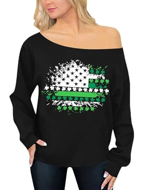 Spadehill St Patricks Day Shirt for Women Off Shoulder Sweatshirt