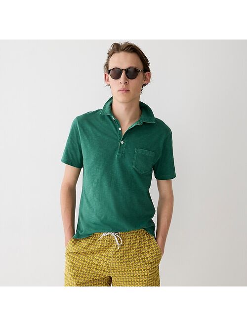 Slub jersey polo shirt in yarn-dyed stripe