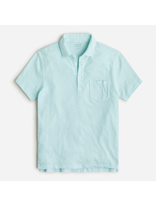 Slub jersey polo shirt in yarn-dyed stripe