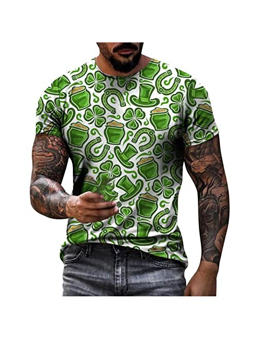 Zeiyignr St Patricks Day Shirt Men Irish Shamrock Paddy's Day Clothes Top Trendy Green Clover Print Tshirts Short Sleeve Tees