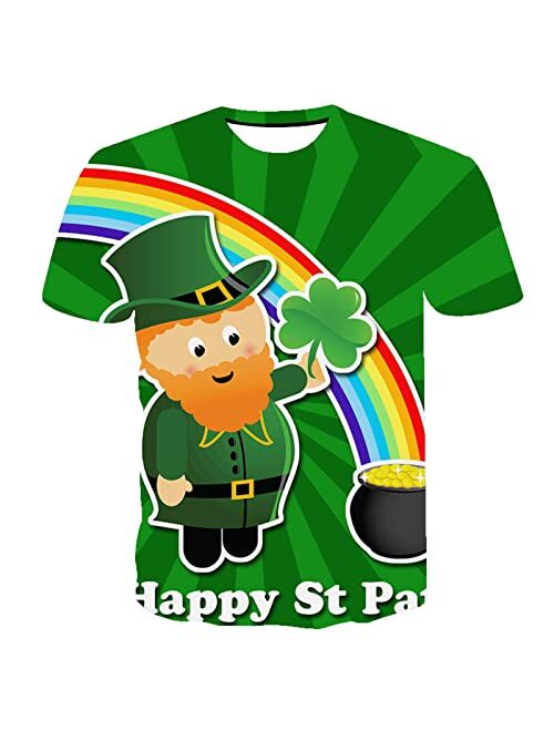 Zeiyignr Happy St. Patrick's Day Funny Saint Patrick Irish Women Men T-Shirt Lucky Shamrock Cute Cat Leprechaun Shirt Tee Top